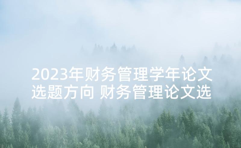 2023年财务管理学年论文选题方向 财务管理论文选题方向(大全5篇)