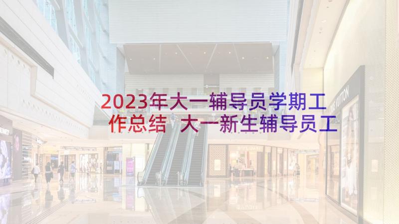 2023年大一辅导员学期工作总结 大一新生辅导员工作总结(优质5篇)