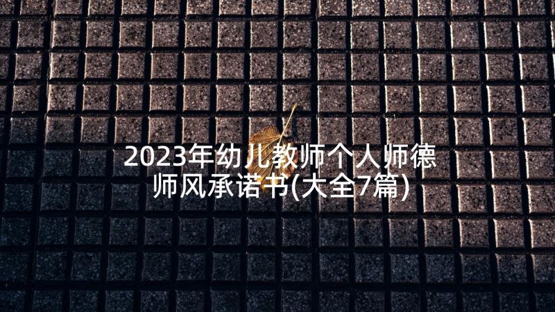 2023年幼儿教师个人师德师风承诺书(大全7篇)