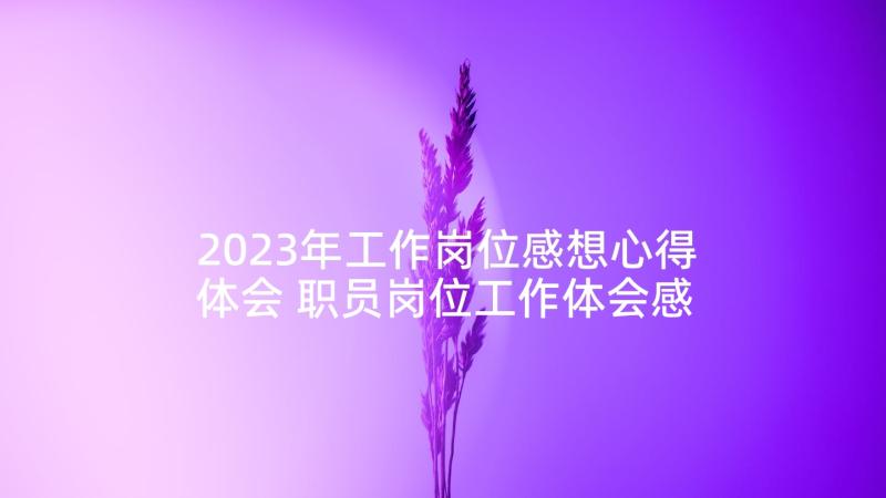 2023年工作岗位感想心得体会 职员岗位工作体会感受(汇总8篇)