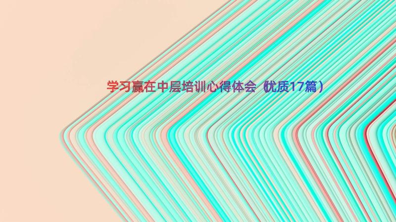 学习赢在中层培训心得体会（优质17篇）