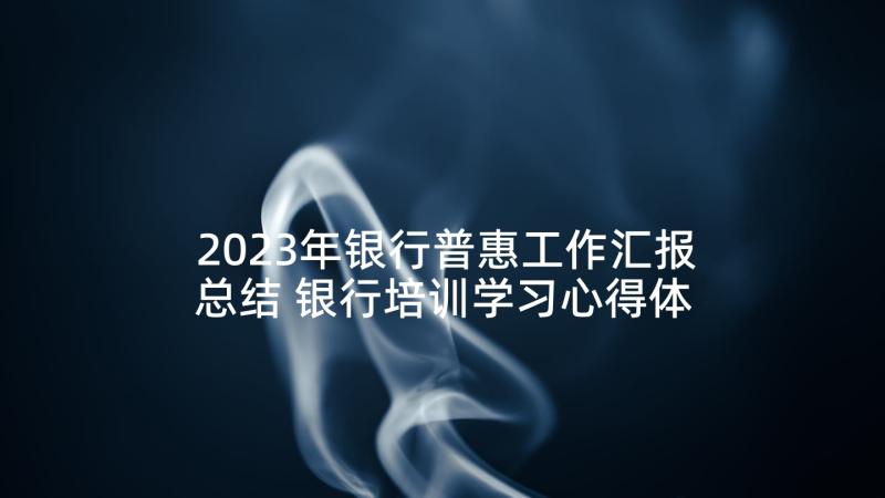 2023年银行普惠工作汇报总结 银行培训学习心得体会(优秀5篇)