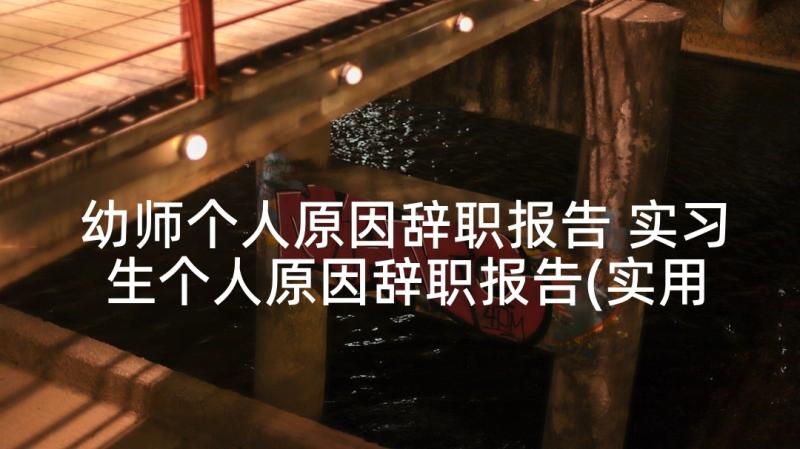 幼师个人原因辞职报告 实习生个人原因辞职报告(实用8篇)