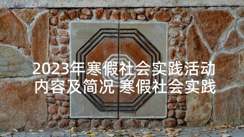 2023年寒假社会实践活动内容及简况 寒假社会实践活动总结(实用5篇)