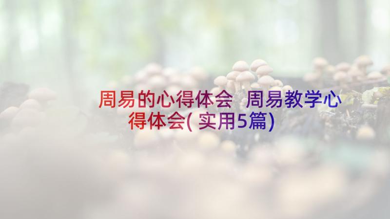 周易的心得体会 周易教学心得体会(实用5篇)