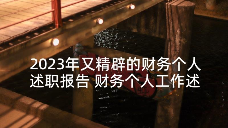 2023年又精辟的财务个人述职报告 财务个人工作述职报告(优秀9篇)