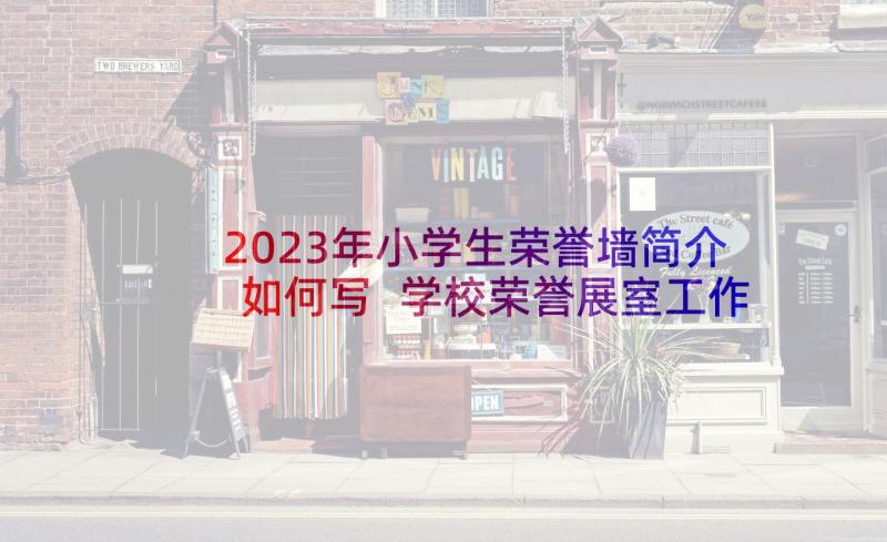 2023年小学生荣誉墙简介如何写 学校荣誉展室工作计划(通用5篇)