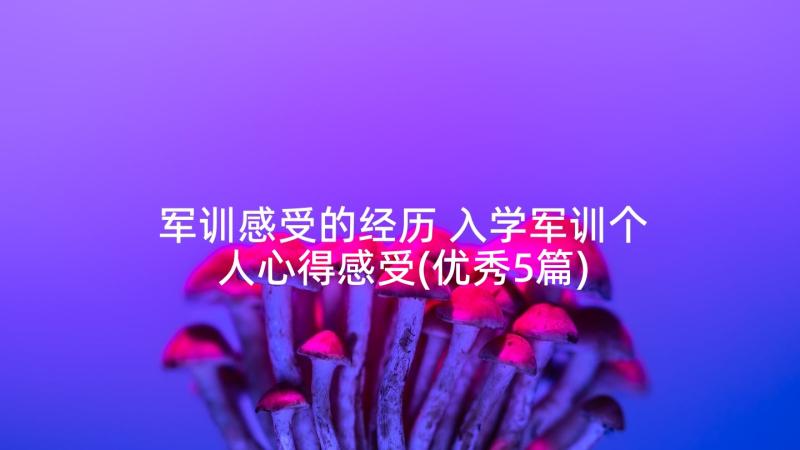 军训感受的经历 入学军训个人心得感受(优秀5篇)