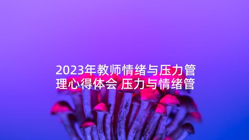 2023年教师情绪与压力管理心得体会 压力与情绪管理的心得体会(优质5篇)