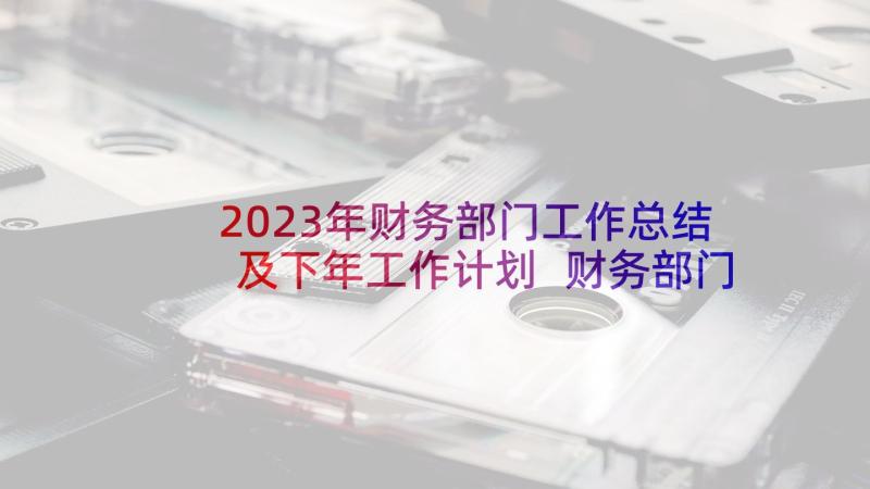 2023年财务部门工作总结及下年工作计划 财务部门工作计划(优质9篇)