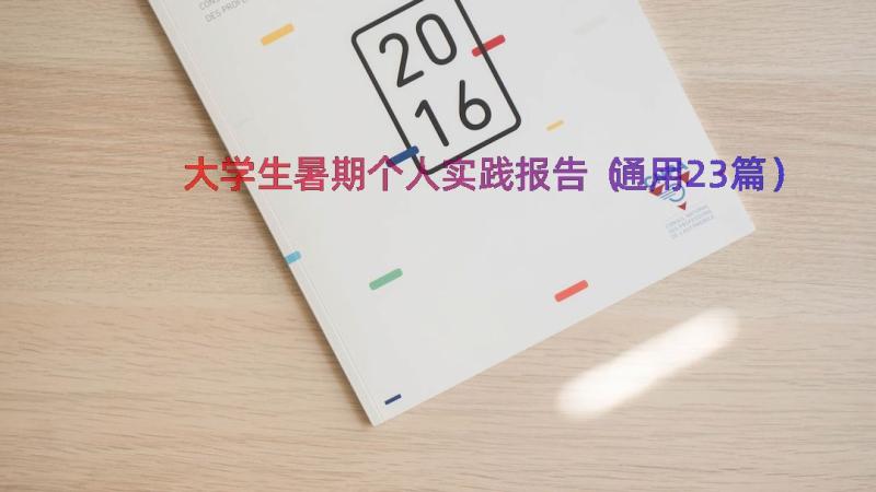 大学生暑期个人实践报告（通用23篇）