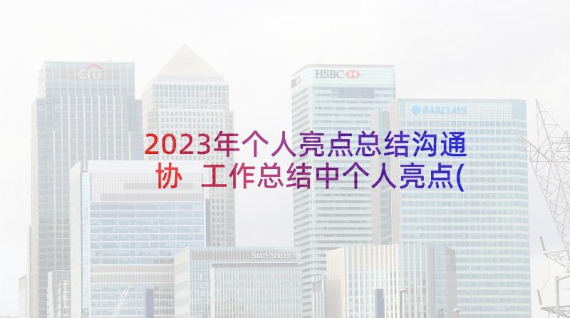 2023年个人亮点总结沟通协 工作总结中个人亮点(优秀5篇)