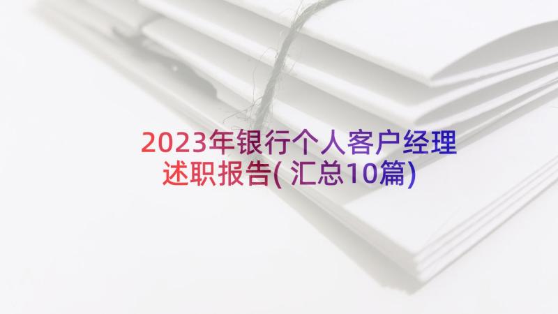 2023年银行个人客户经理述职报告(汇总10篇)