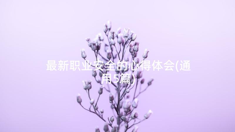 最新职业安全的心得体会(通用5篇)