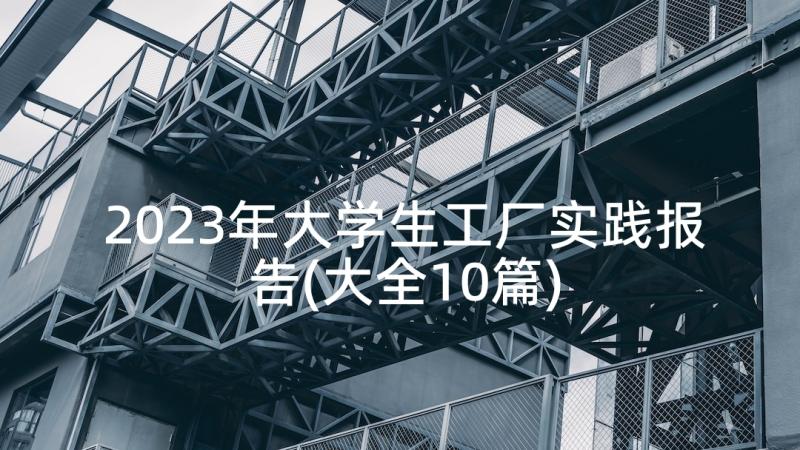 2023年大学生工厂实践报告(大全10篇)