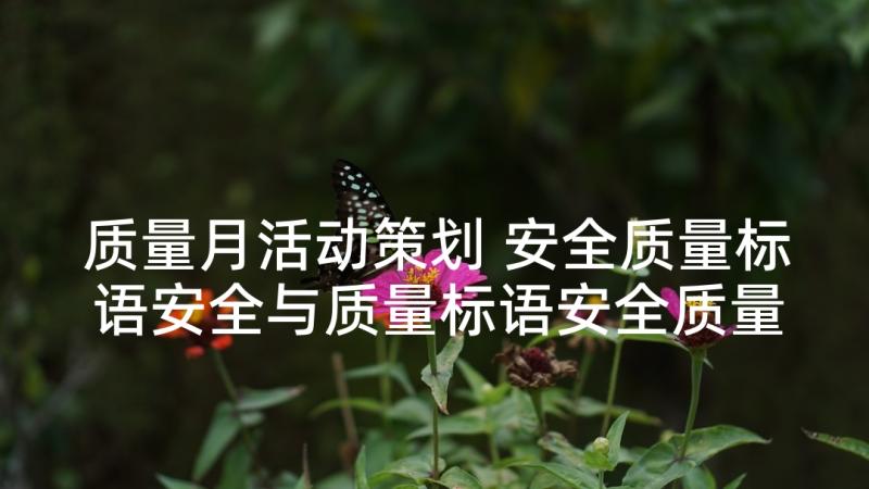 质量月活动策划 安全质量标语安全与质量标语安全质量标语(通用5篇)