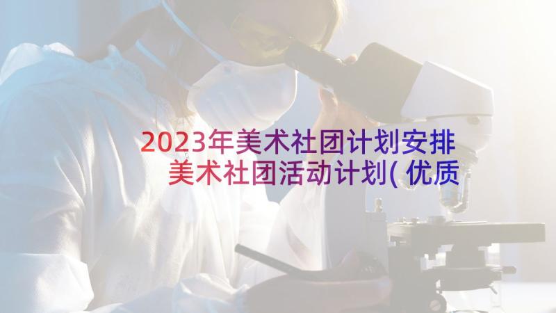 2023年美术社团计划安排 美术社团活动计划(优质7篇)