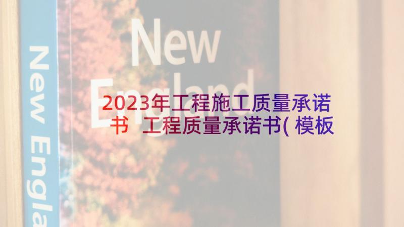 2023年工程施工质量承诺书 工程质量承诺书(模板8篇)