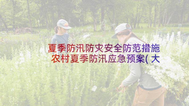 夏季防汛防灾安全防范措施 农村夏季防汛应急预案(大全5篇)