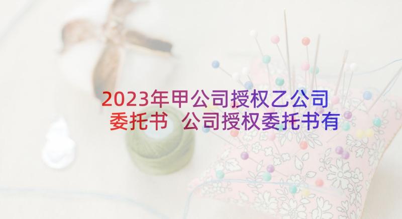 2023年甲公司授权乙公司委托书 公司授权委托书有限公司授权委托书(大全6篇)