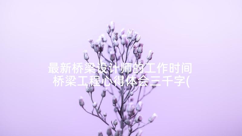 最新桥梁设计师的工作时间 桥梁工程心得体会三千字(模板7篇)