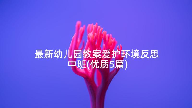 最新幼儿园教案爱护环境反思中班(优质5篇)