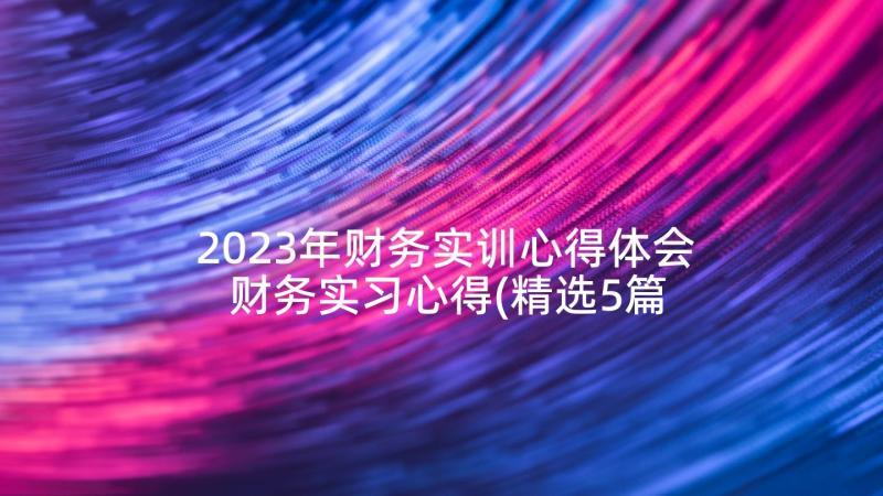 2023年财务实训心得体会 财务实习心得(精选5篇)