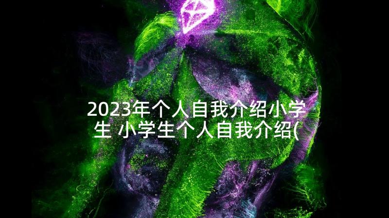 2023年个人自我介绍小学生 小学生个人自我介绍(模板9篇)