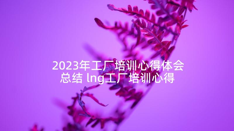 2023年工厂培训心得体会总结 lng工厂培训心得体会(实用5篇)