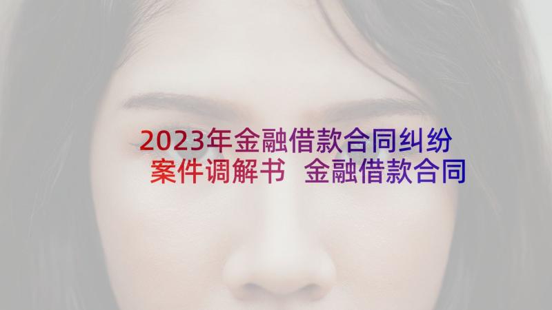 2023年金融借款合同纠纷案件调解书 金融借款合同(优质8篇)