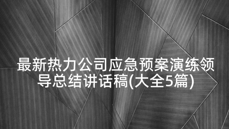 最新热力公司应急预案演练领导总结讲话稿(大全5篇)