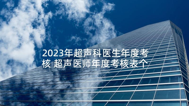 2023年超声科医生年度考核 超声医师年度考核表个人工作总结(模板5篇)