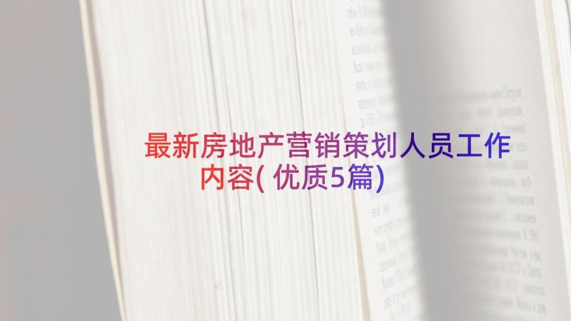 最新房地产营销策划人员工作内容(优质5篇)