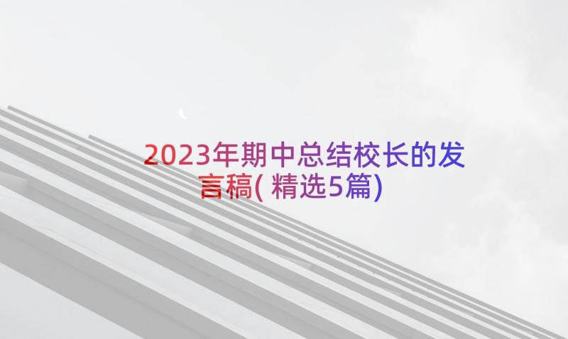 2023年期中总结校长的发言稿(精选5篇)