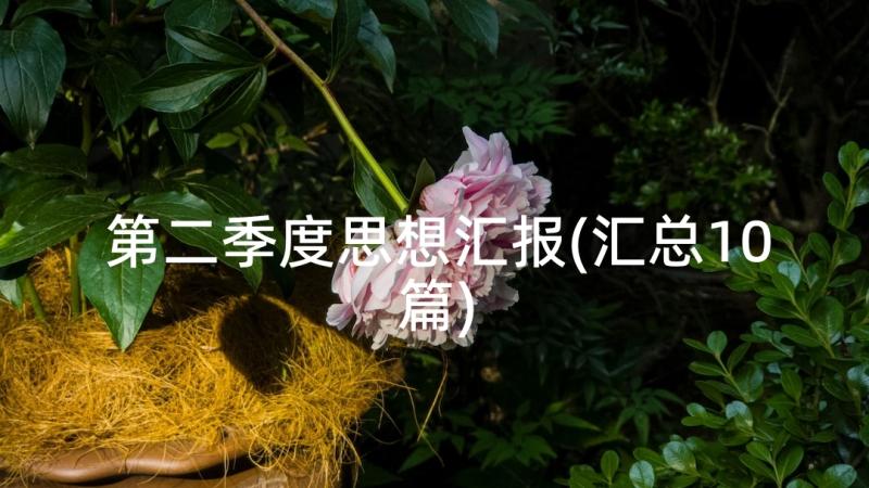 第二季度思想汇报(汇总10篇)