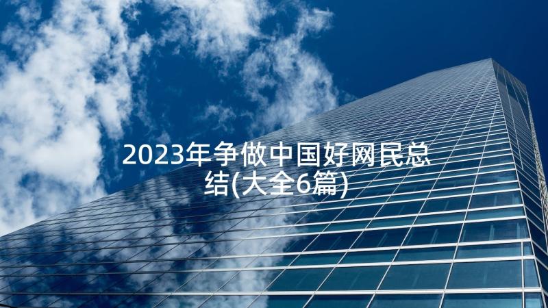 2023年争做中国好网民总结(大全6篇)