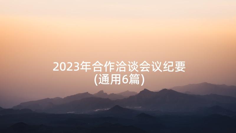 2023年合作洽谈会议纪要(通用6篇)