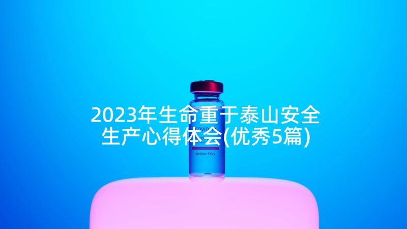 2023年生命重于泰山安全生产心得体会(优秀5篇)