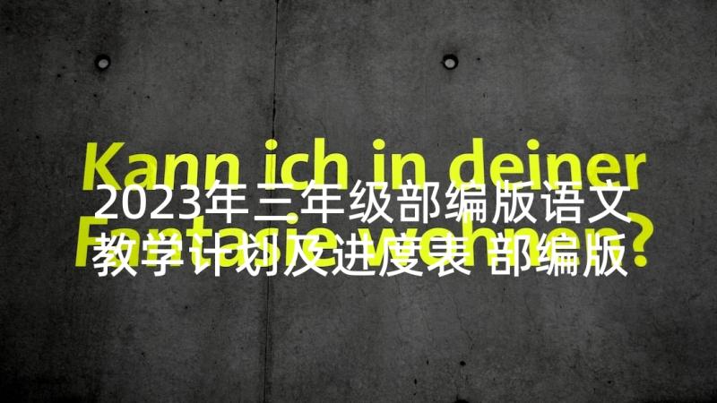 2023年三年级部编版语文教学计划及进度表 部编版三年级语文教学计划(大全6篇)