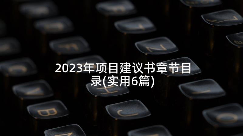 2023年项目建议书章节目录(实用6篇)