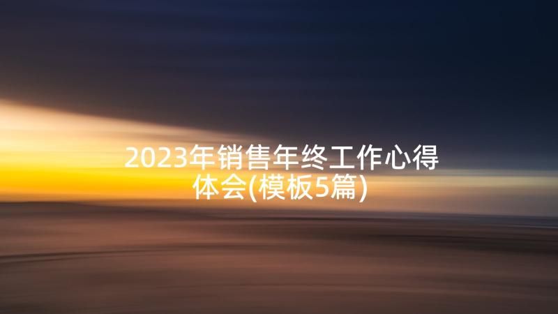 2023年销售年终工作心得体会(模板5篇)