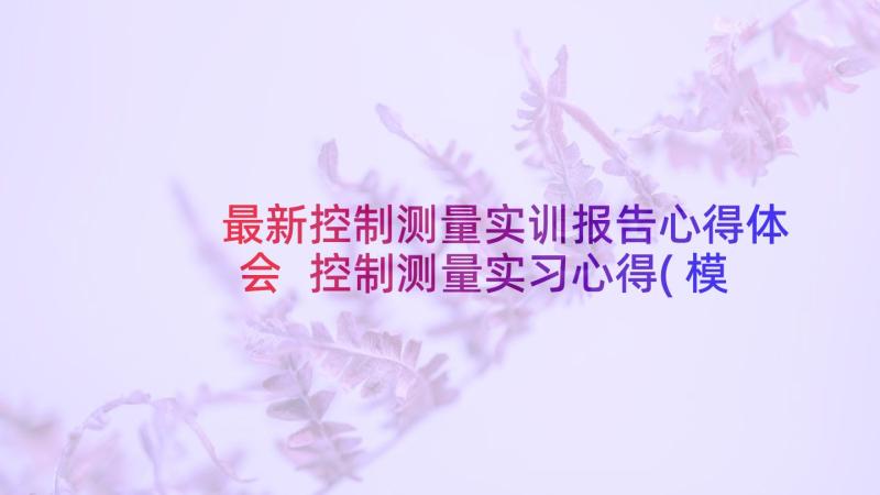 最新控制测量实训报告心得体会 控制测量实习心得(模板5篇)