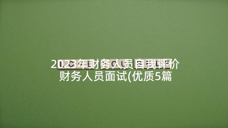 2023年财务人员自我评价 财务人员面试(优质5篇)