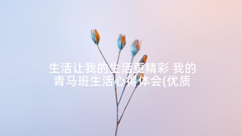 生活让我的生活更精彩 我的青马班生活心得体会(优质9篇)