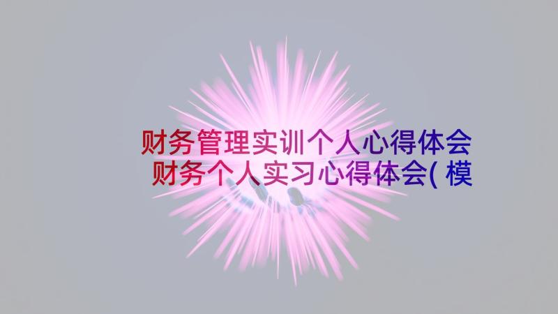 财务管理实训个人心得体会 财务个人实习心得体会(模板5篇)