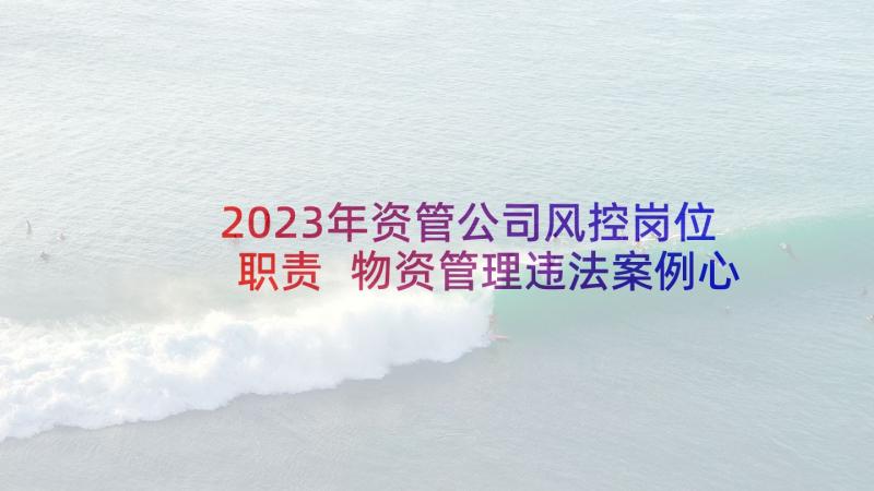 2023年资管公司风控岗位职责 物资管理违法案例心得体会(通用5篇)