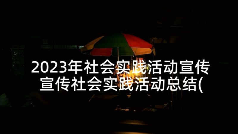 2023年社会实践活动宣传 宣传社会实践活动总结(模板5篇)