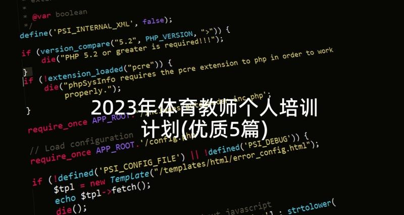 2023年体育教师个人培训计划(优质5篇)