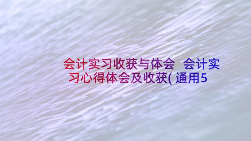 会计实习收获与体会 会计实习心得体会及收获(通用5篇)