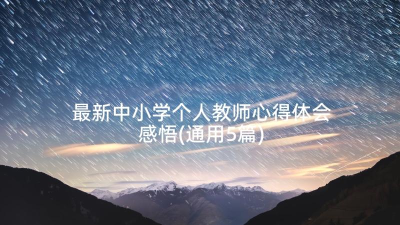 最新中小学个人教师心得体会感悟(通用5篇)